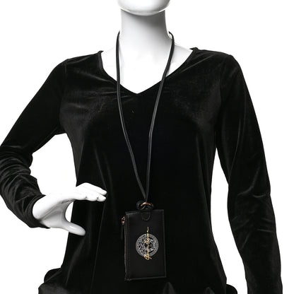 Versace Calfskin Logo Medusa Lanyard Wallet Black 2 of 6