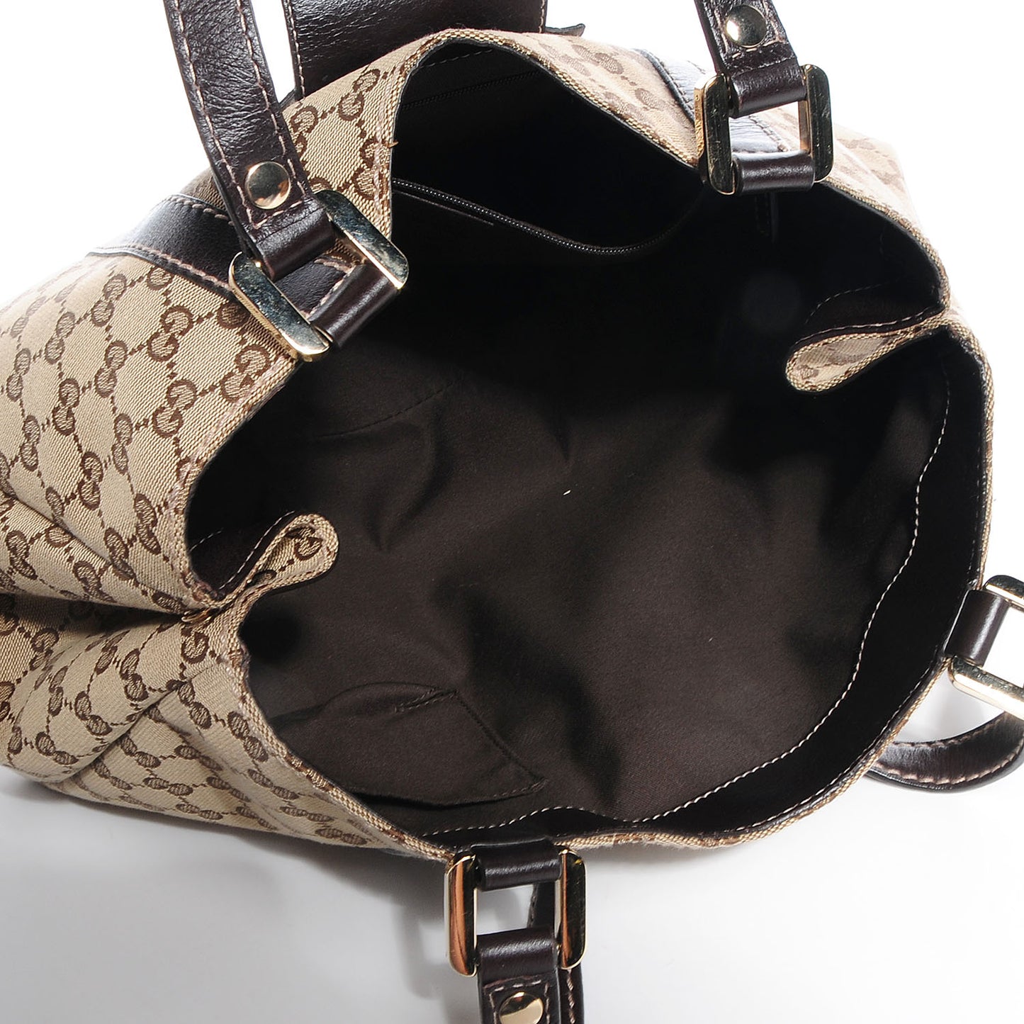 Monogram Large New Ladies Web Tote Dark Brown