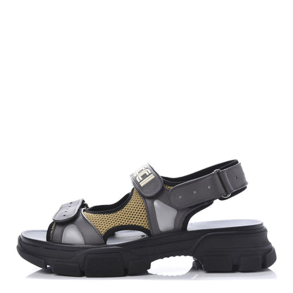 Gucci X SEGA Nappa Mesh Mens Aguru Sandals 12 Loess Black 1 of 10