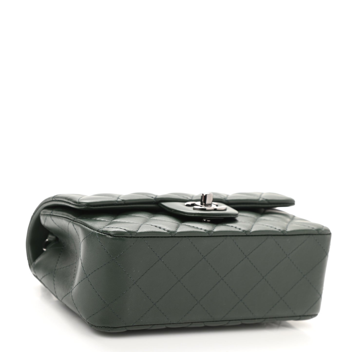 Lambskin Quilted Mini Rectangular Flap Green