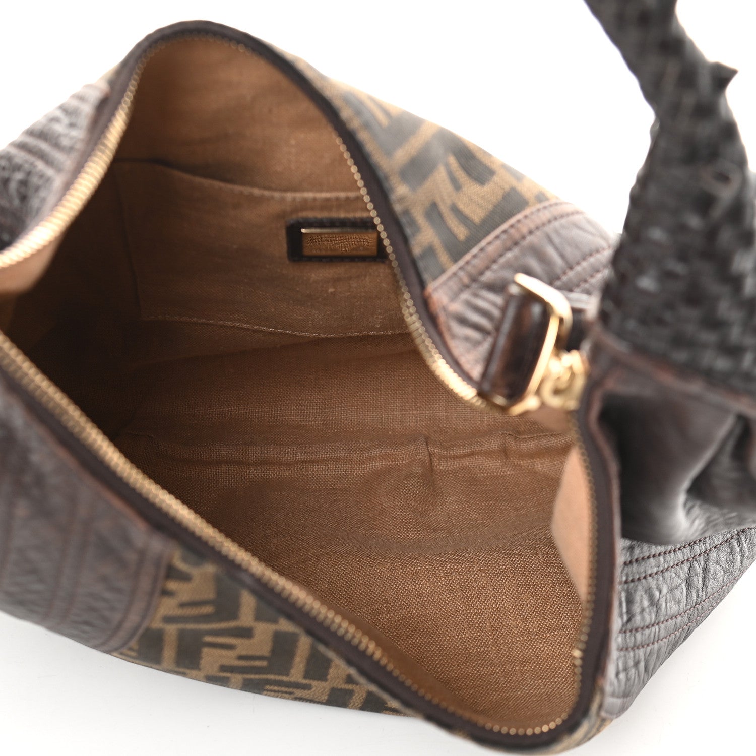 Fendi Zucca Nappa Nuvolata Vitello Tortuga Large Spy Hobo Tobacco Moro 4 of 8