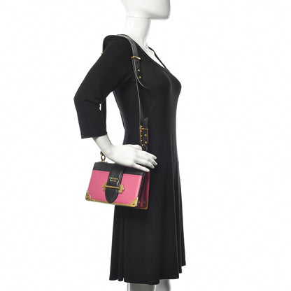 Prada City Calf Saffiano Cahier Bag Fuxia Black 2 of 8