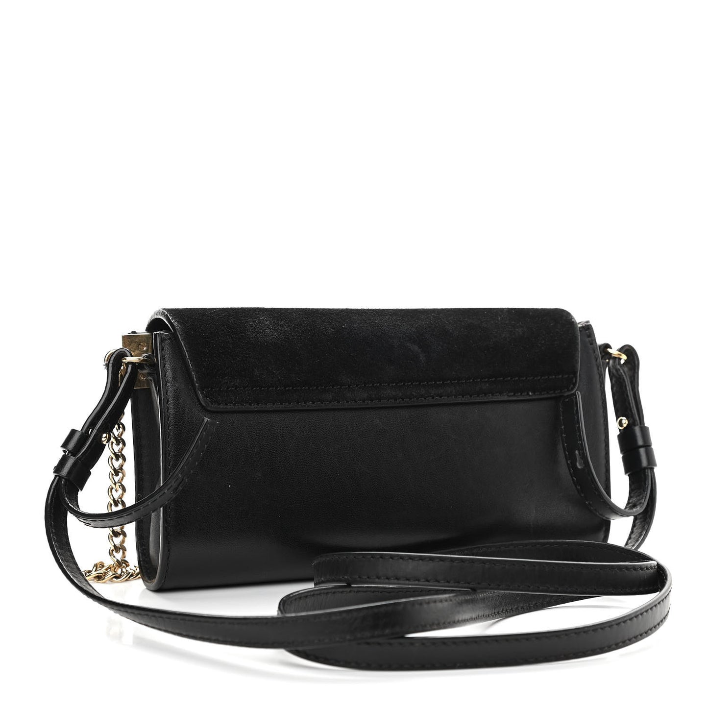 Suede Calfskin Mini Faye Shoulder Bag Black