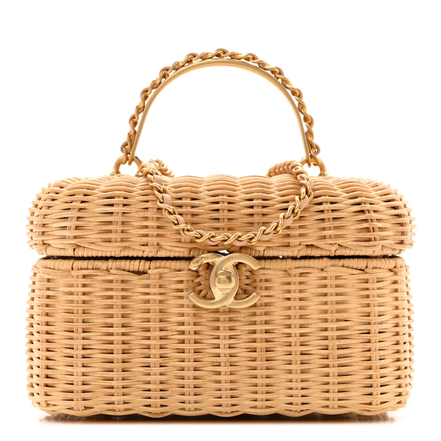 Chanel Braided Rattan Top Handle Vanity Case Beige Beige 1 of 14