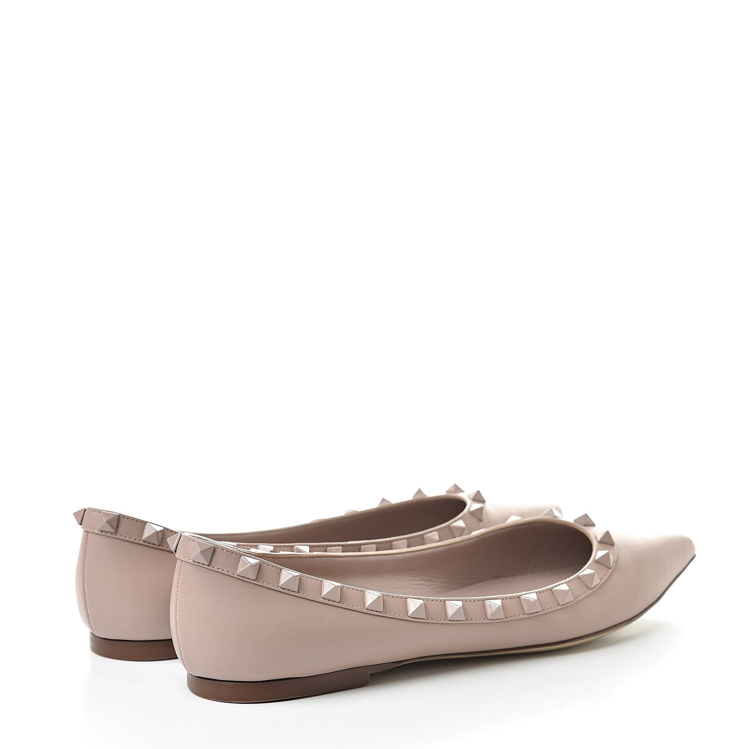 Valentino Garavani Calfskin Lacquered Monochrome Rockstud Ballerina Flats 39.5 Poudre 4 of 8