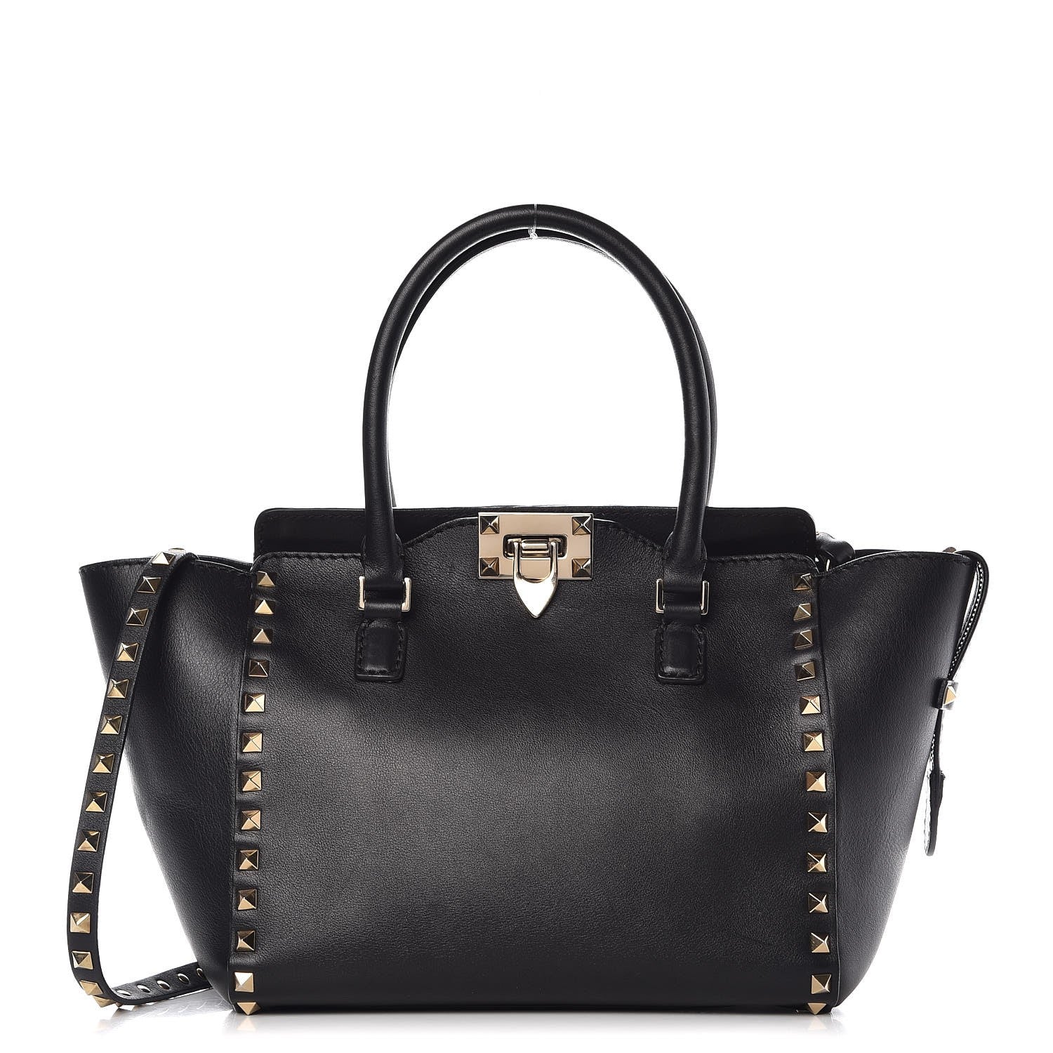 Valentino Garavani Vitello Small Rockstud Double Handle Tote Black 1 of 10