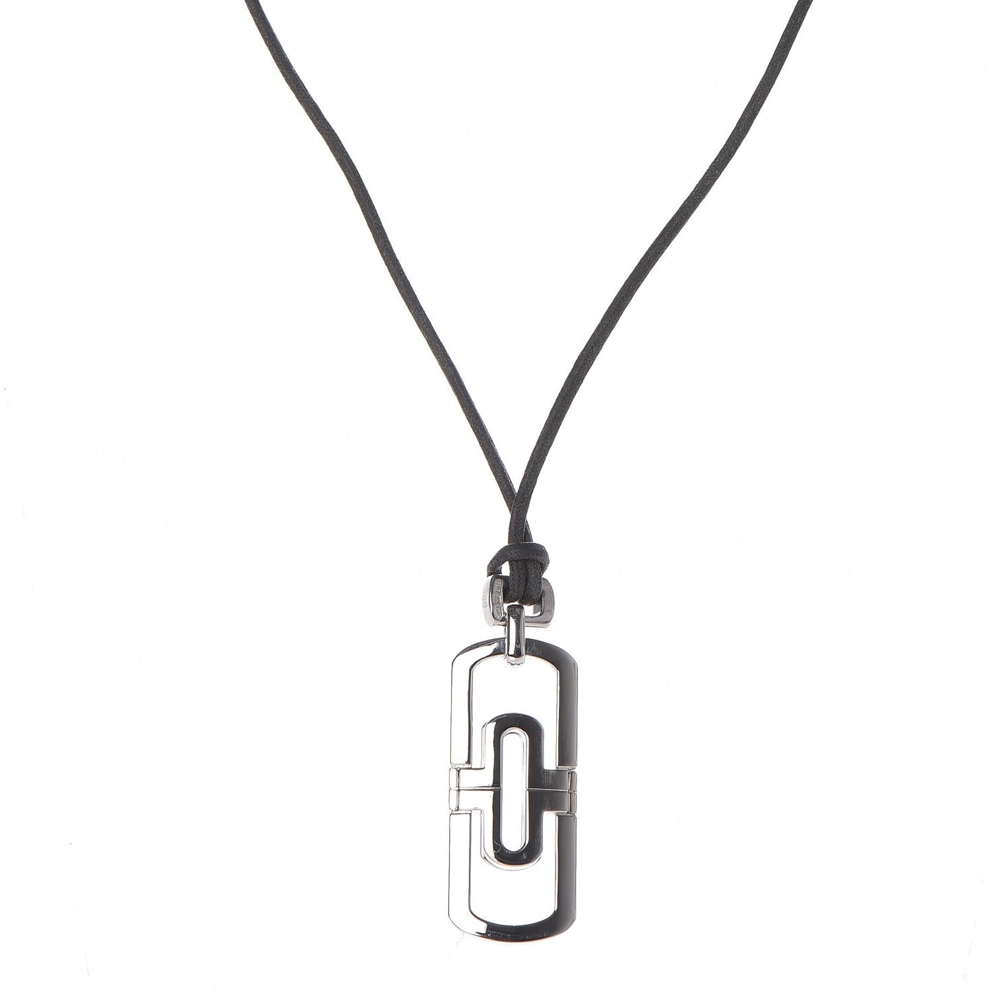 Stainless Steel Diamond Parentesi Pendant Necklace