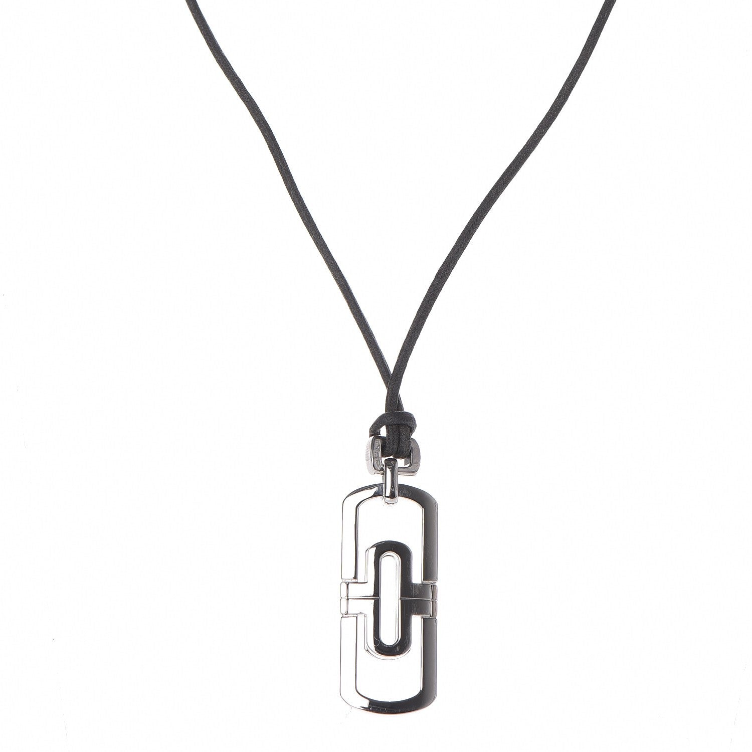 Bulgari Stainless Steel Diamond Parentesi Pendant Necklace 4 of 6