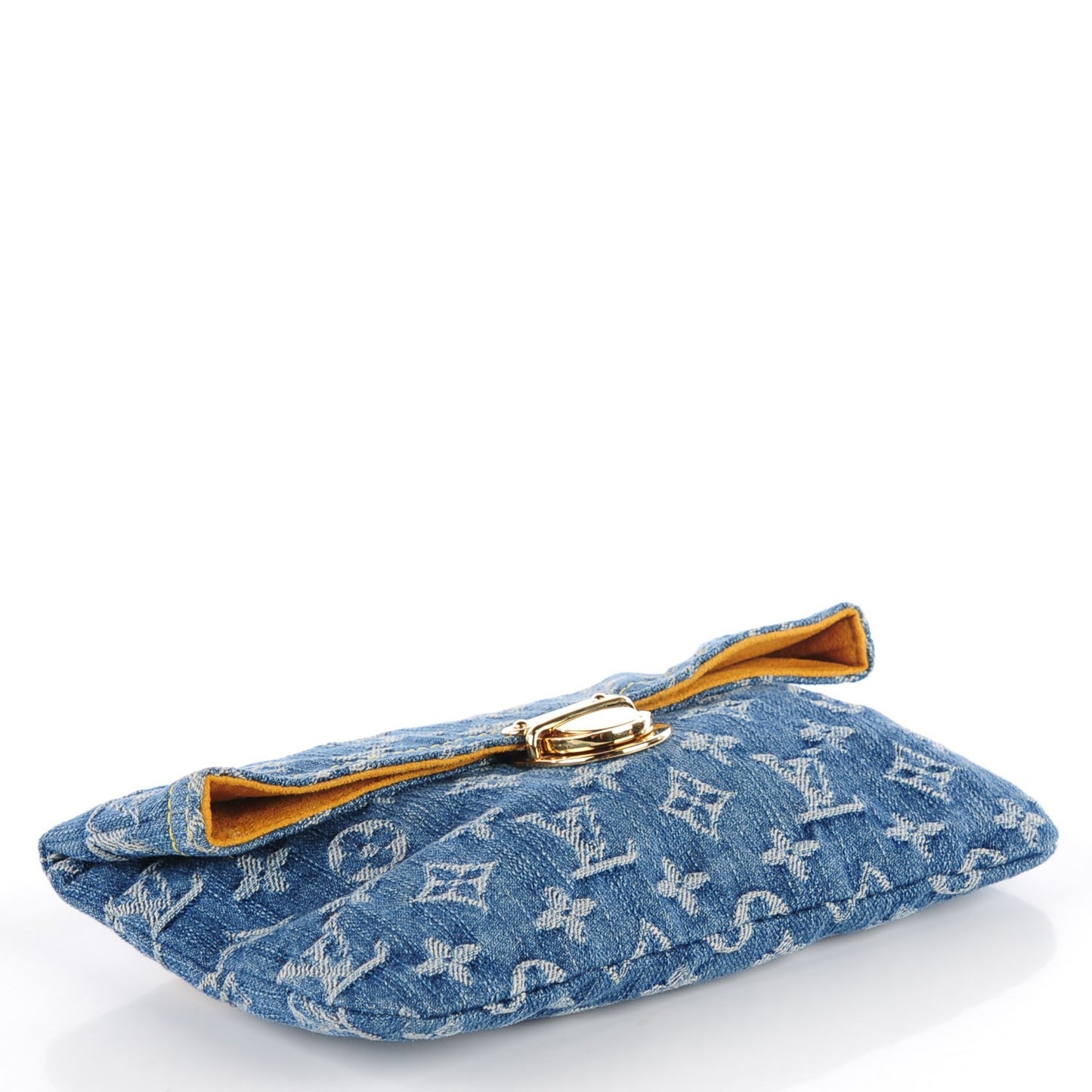 Monogram Denim Pochette Plat Clutch Blue