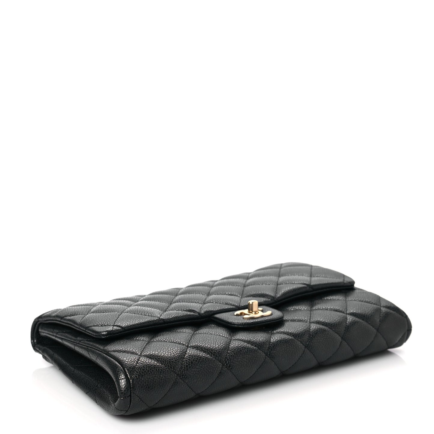 Caviar Quilted Clutch With Chain Flap Black