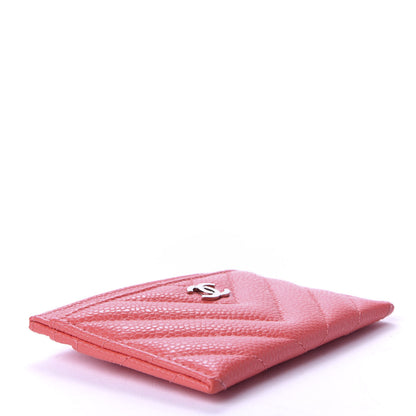 Chanel Caviar Chevron Quilted Card Holder Dark Pink 4 of 9