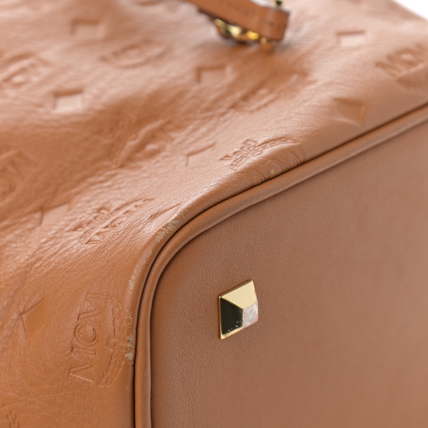 MCM Calfskin Ottomar Monogram Essential Bucket Cognac 13 of 13