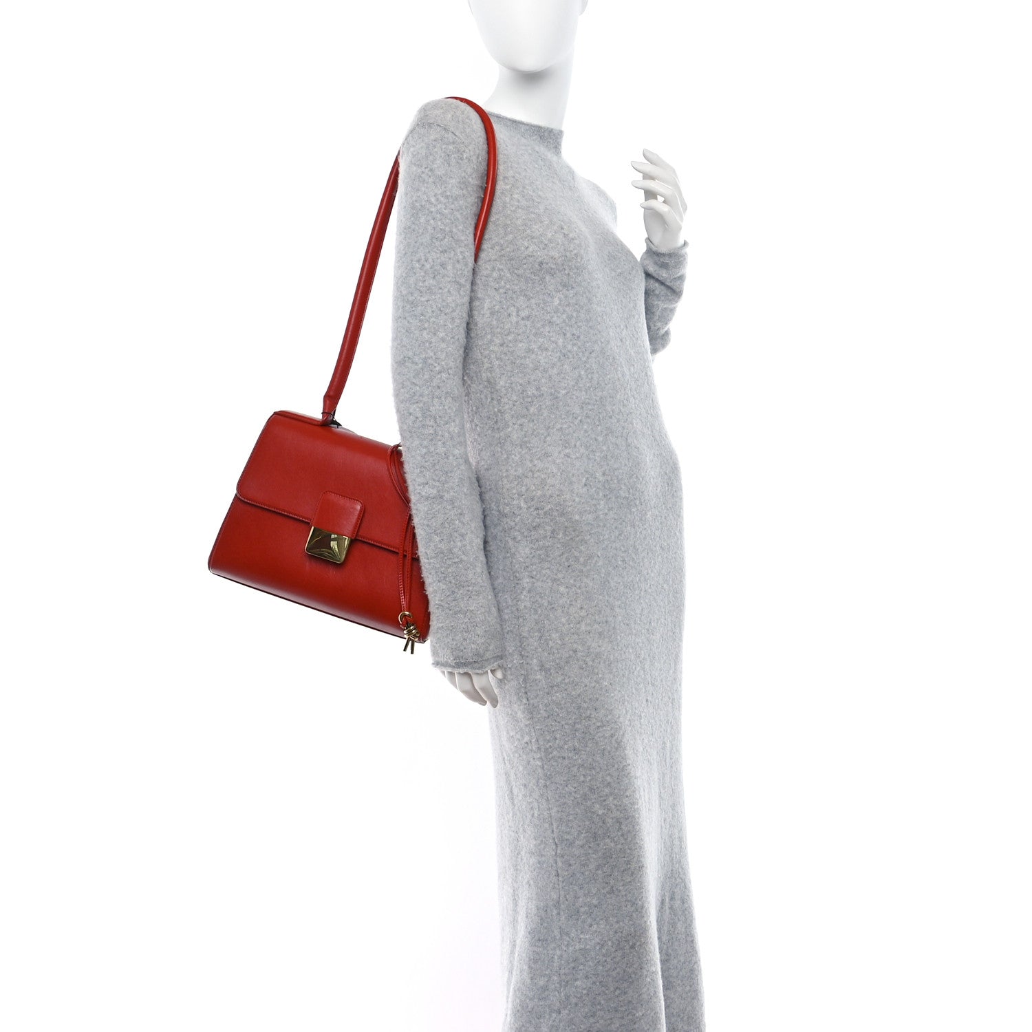 Bottega Veneta Calfskin Medium Desiree Shoulder Bag Red 2 of 10