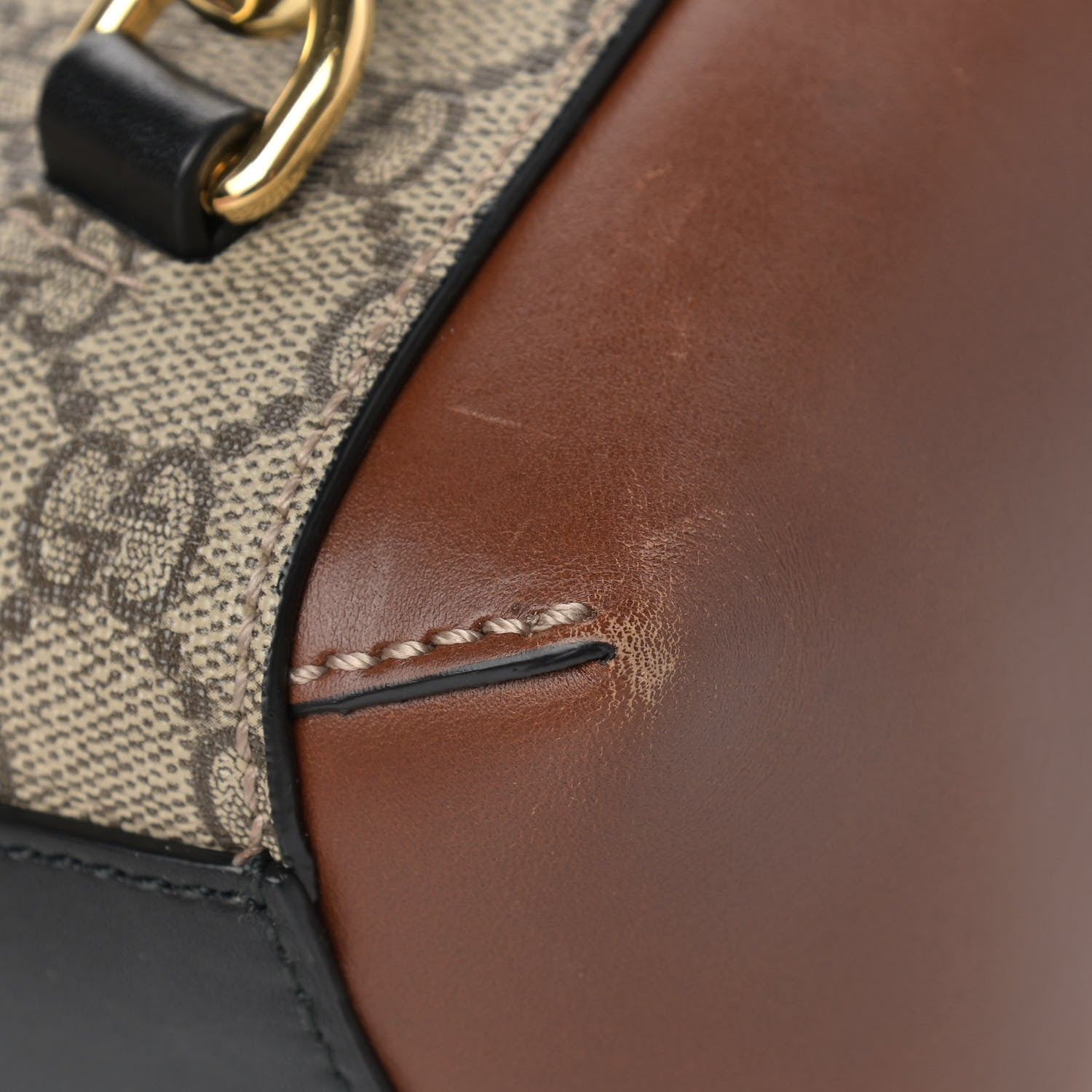 Gucci GG Supreme Monogram Calfskin Padlock Backpack Beige Cuir Black 11 of 12