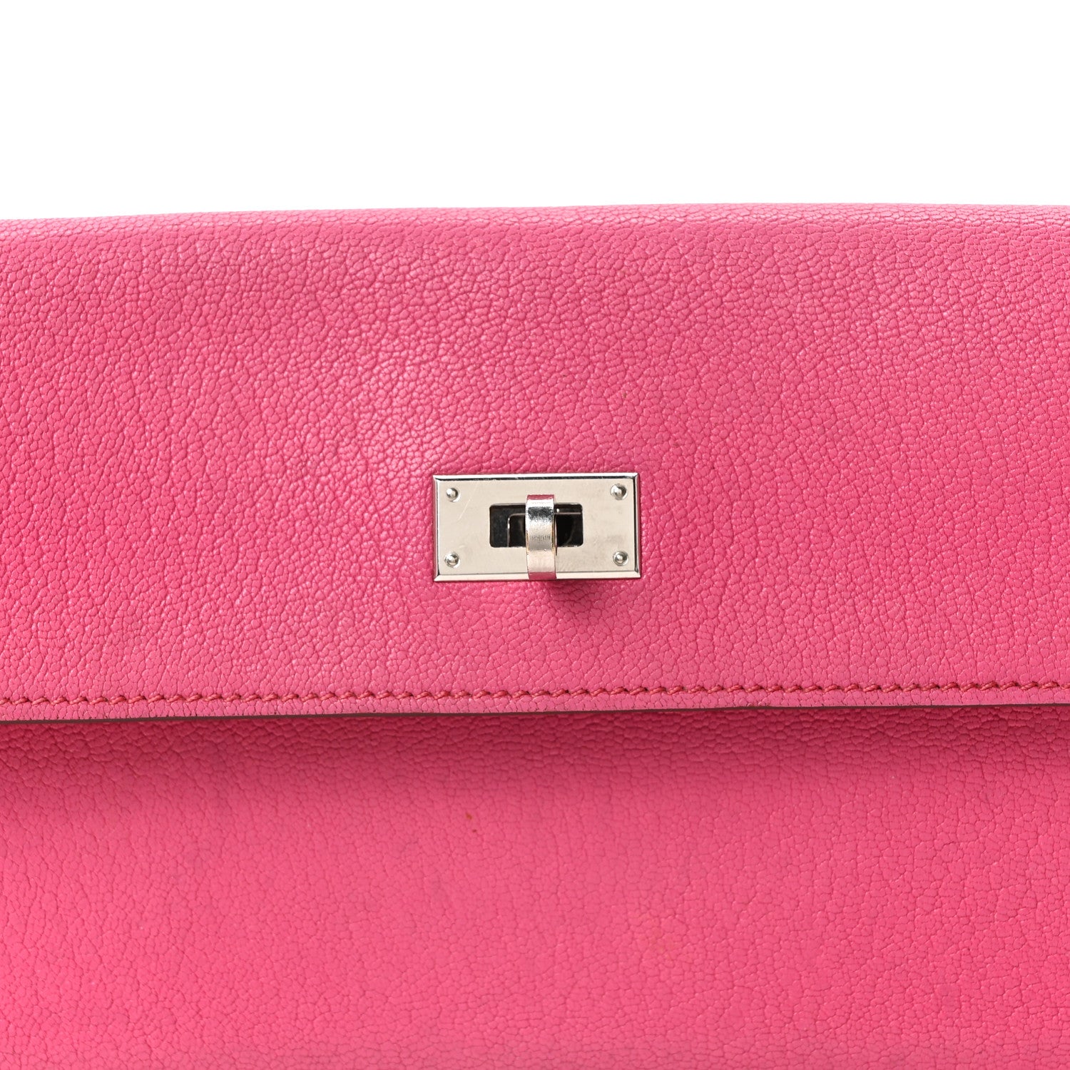 Hermes Chevre Mysore Kelly Longue Wallet Rose Shocking 8 of 10