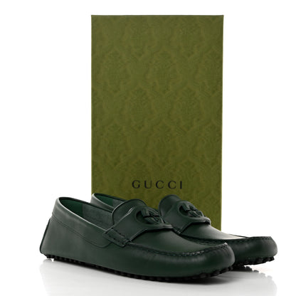 Gucci Soft Clove Calfskin Mens Interlocking G Driver Loafers 12 Vintage Green 10 of 10