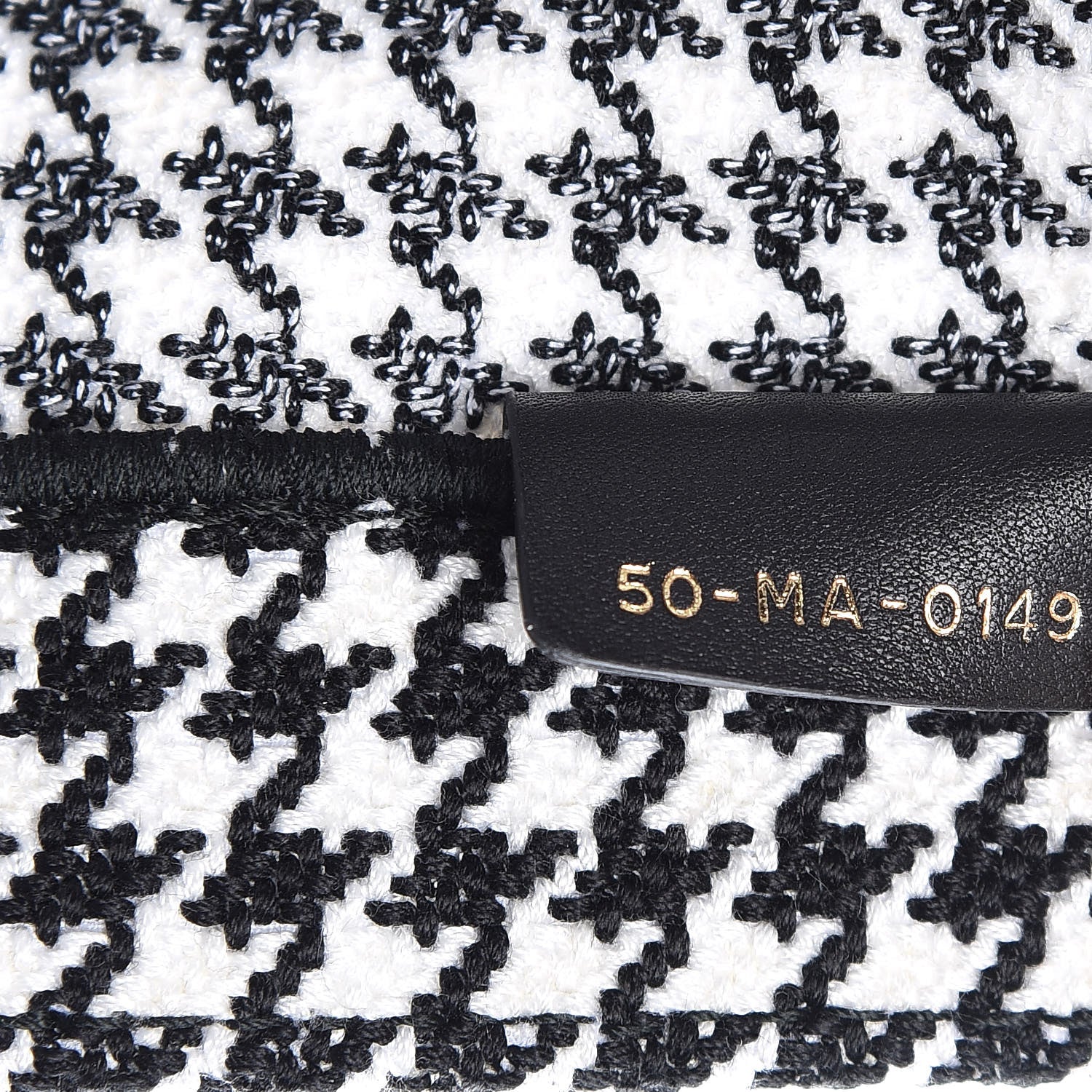 Christian Dior Canvas Houndstooth Embroidered Book Tote Black White 7 of 10