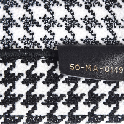 Christian Dior Canvas Houndstooth Embroidered Book Tote Black White 7 of 10