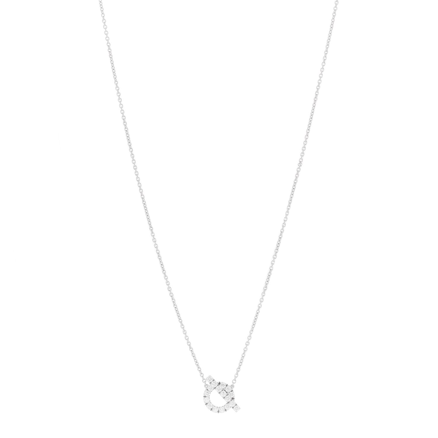 Hermes 18K White Gold Diamond Finesse Pendant Necklace 1 of 7