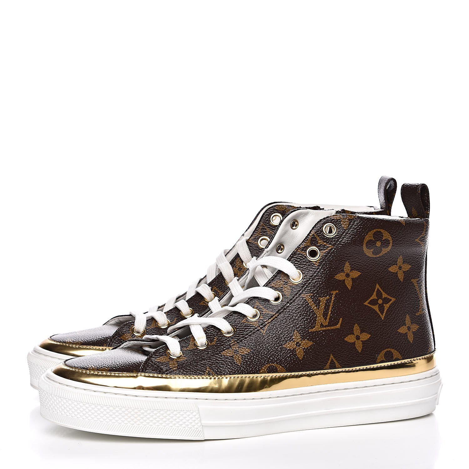 Louis Vuitton Patent Monogram Stellar Sneaker Boots 37 Gold 3 of 11