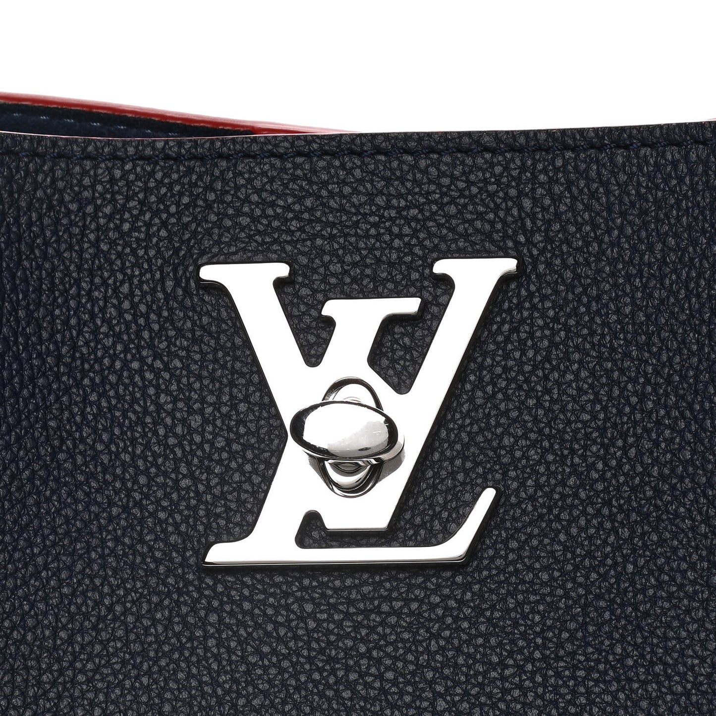 Calfskin Lockme Go Tote Marine Rouge