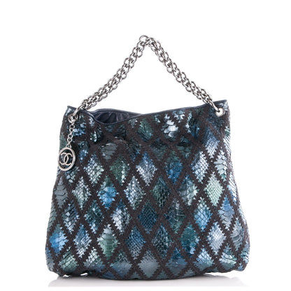 Chanel Python Crochet Soft and Chain Hobo Blue 1 of 7