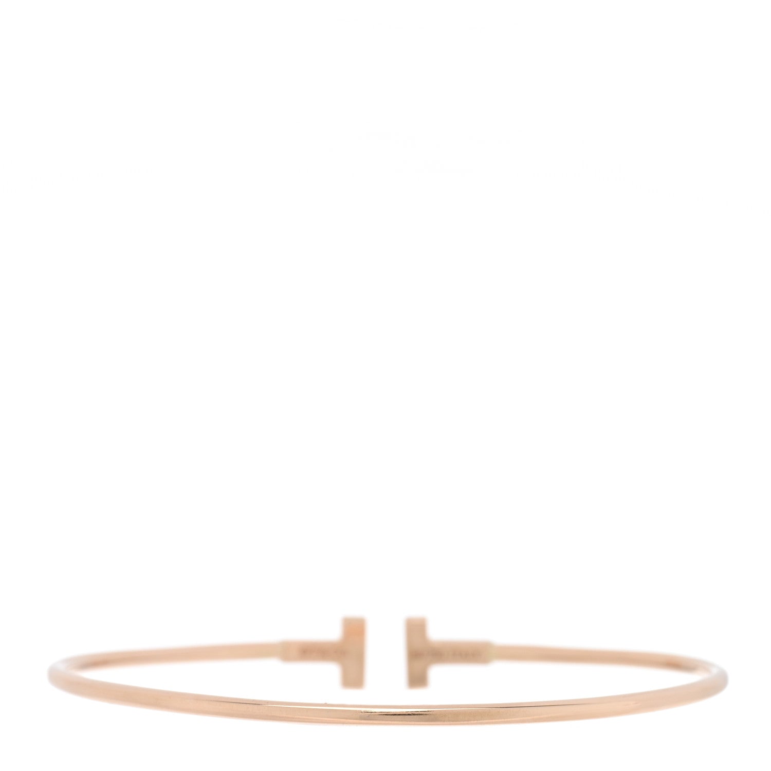 Tiffany 18K Rose Gold Narrow T Wire Bracelet 2 of 3