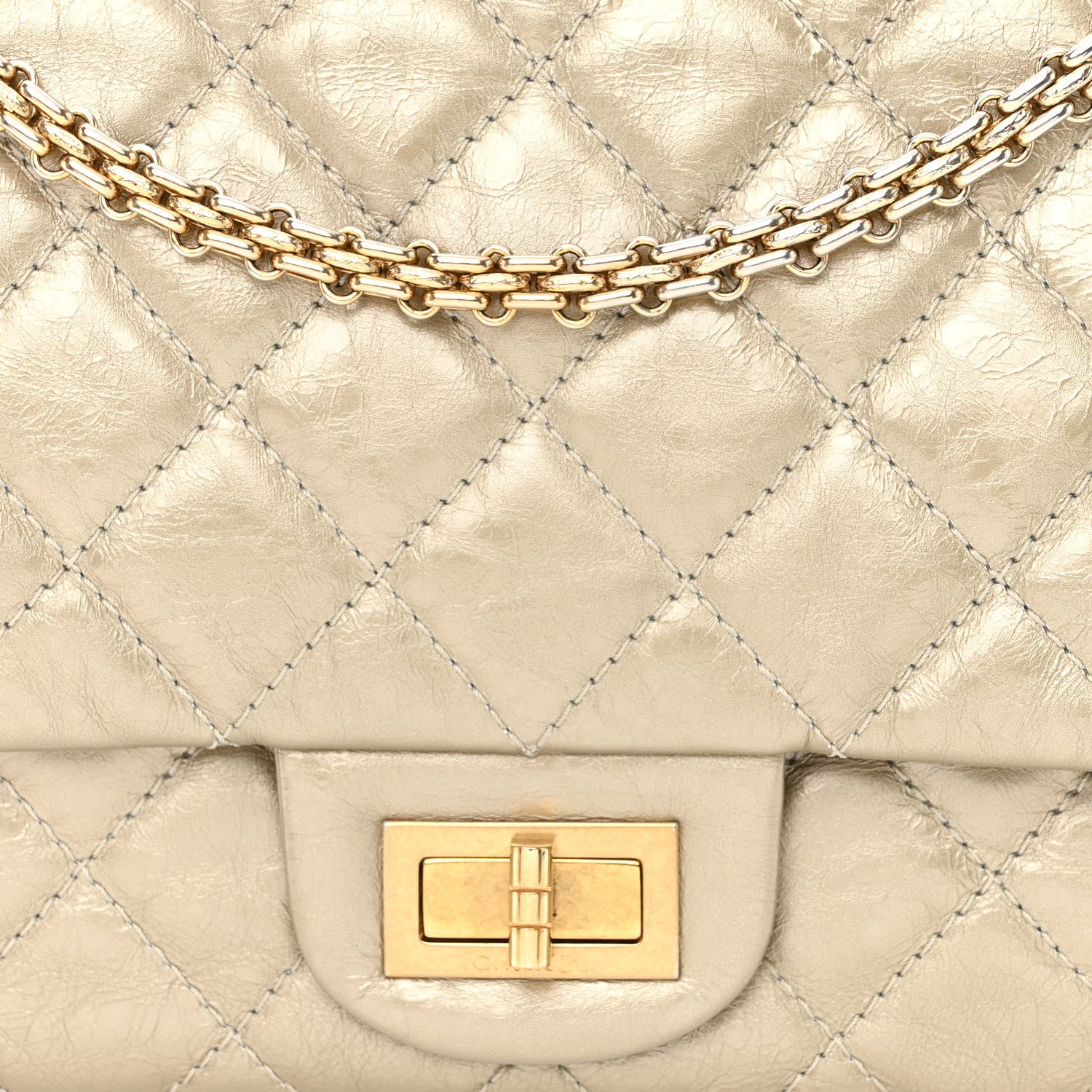 Chanel Metallic Aged Calfskin Quilted 2.55 Reissue 227 Flap Pale Gold 8 of 14