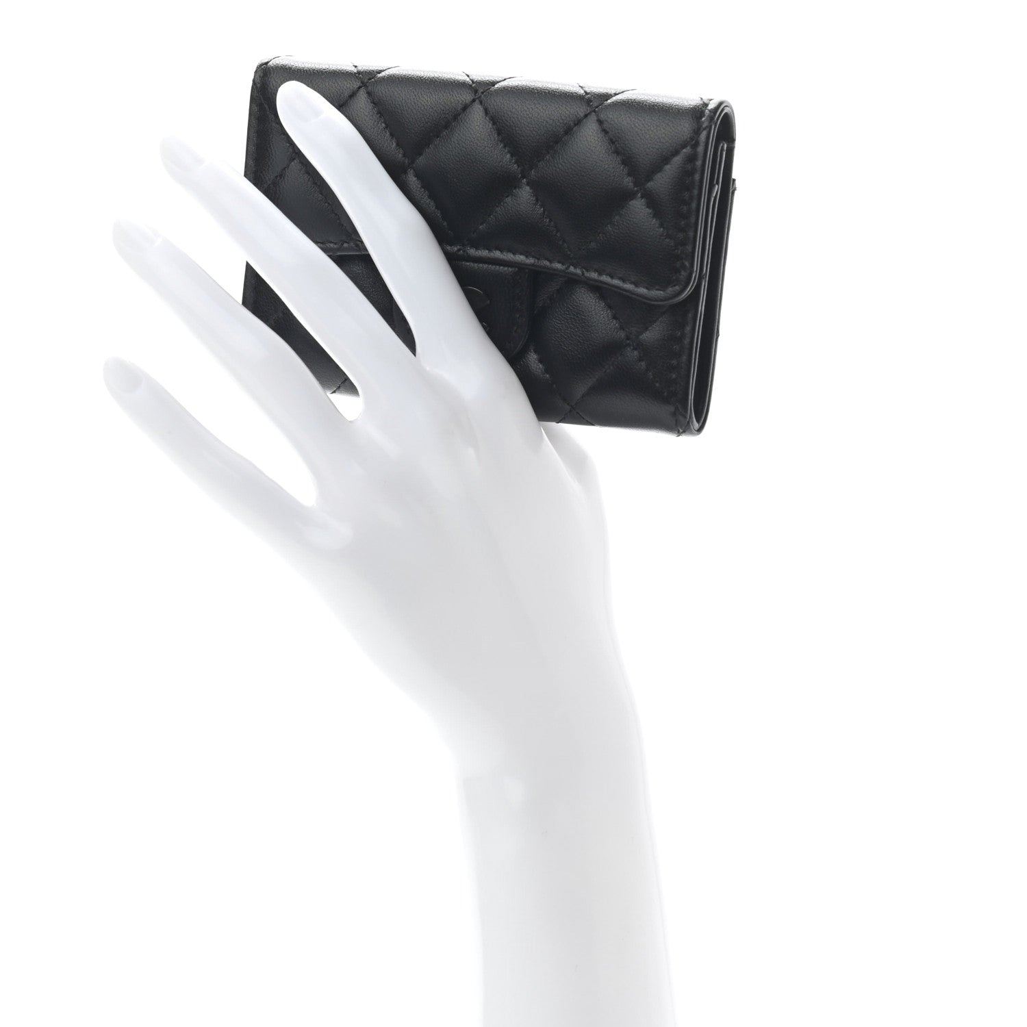 Chanel Lambskin Quilted Flap Card Holder Wallet So Black 2 of 6