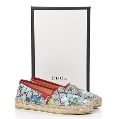 Gucci GG Supreme Monogram Blooms Espadrilles 37 Beige Blue Navy Hibiscus Red 11 of 11