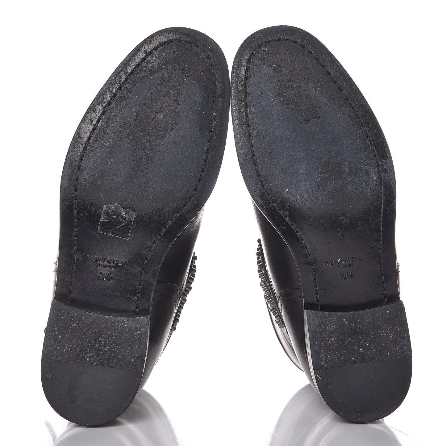 Smooth Calfskin Studded Light Bowling Boots 36.5 Black