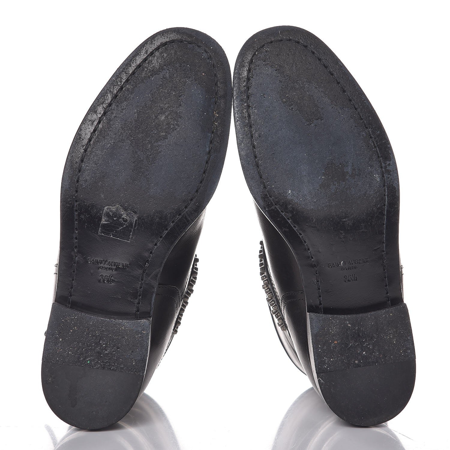 Saint Laurent Smooth Calfskin Studded Light Bowling Boots 36.5 Black 5 of 11