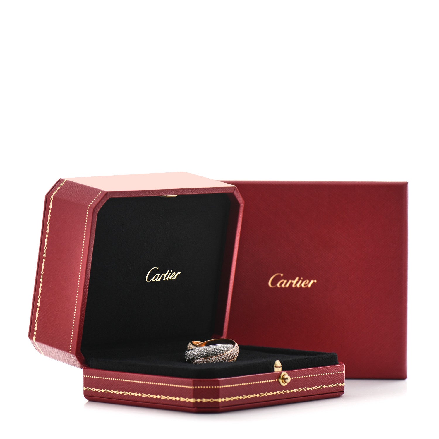 Cartier 18K White Yellow Pink Gold Diamond LM Trinity Paved Ring 59 8.75 6 of 6