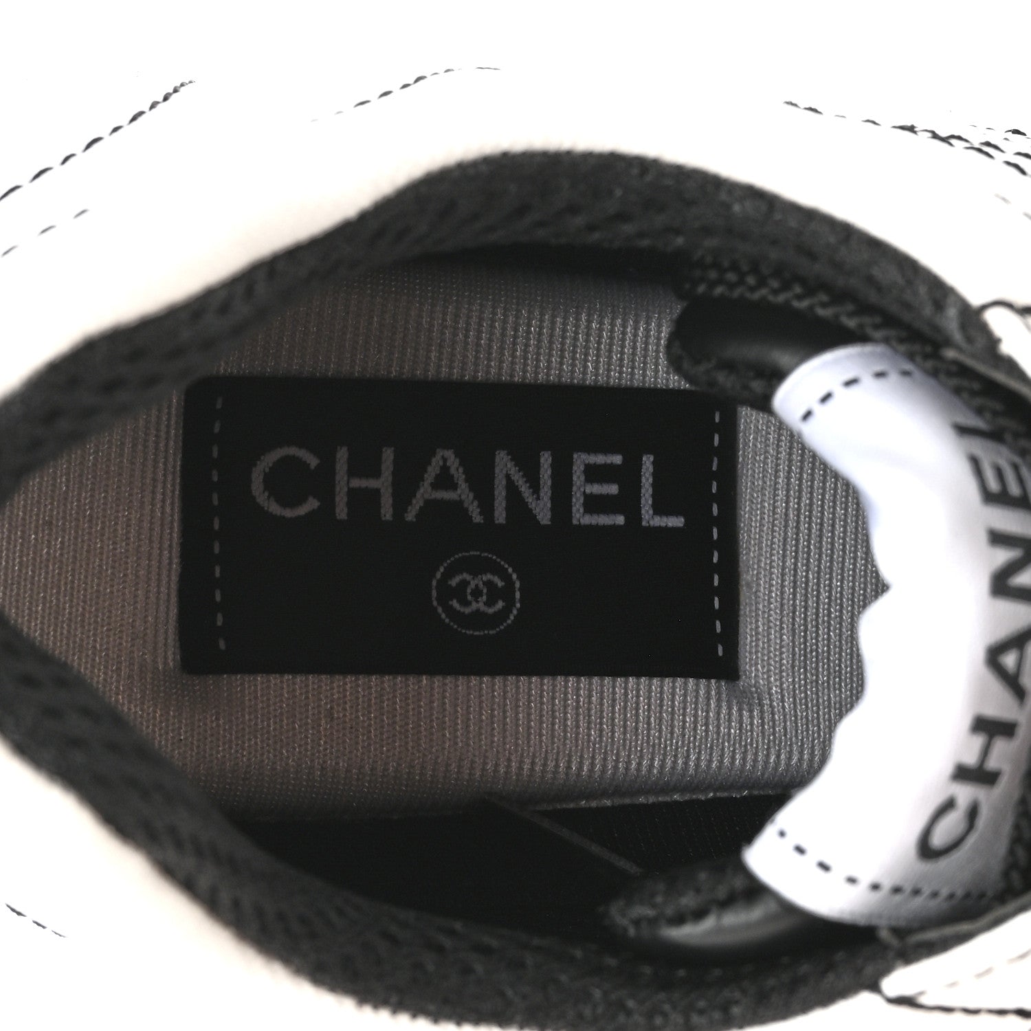 Chanel Cotton Womens CC Sneakers 38 White Black 7 of 10