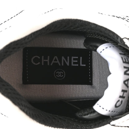 Chanel Cotton Womens CC Sneakers 38 White Black 7 of 10