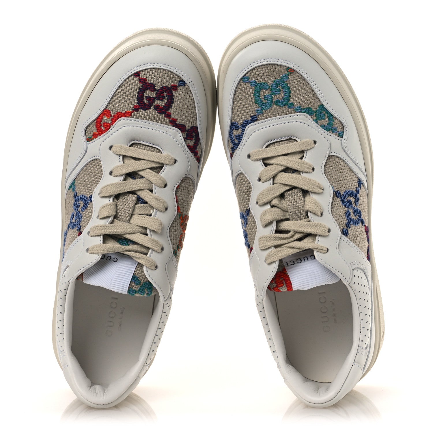 Gucci Dali Soft Calfskin GG Tennis Embossed Perforated Womens Platform 55mm Sneakers 38.5 White Multicolor 2 of 12
