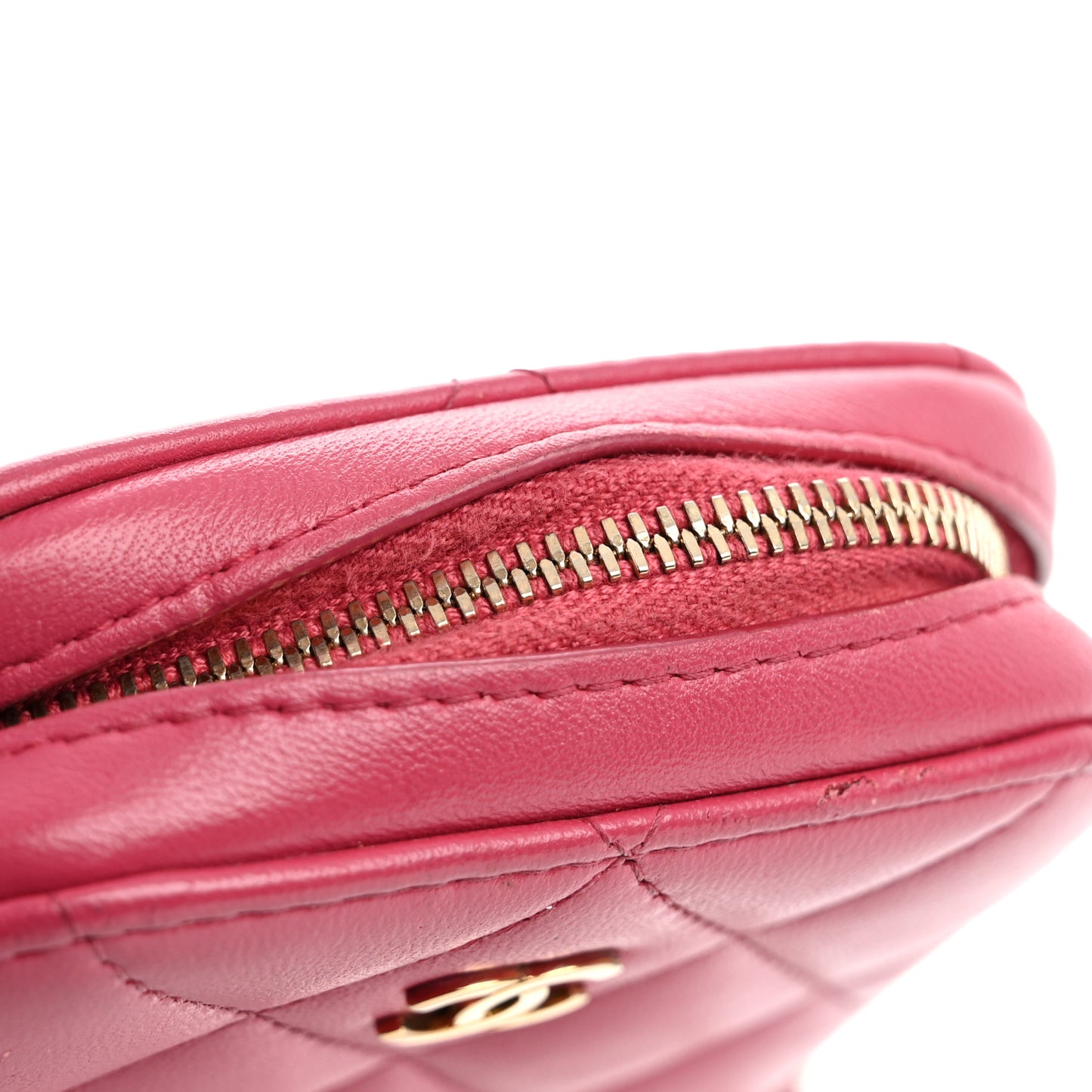 Lambskin Quilted Phone Holder Wallet On Chain WOC Pink