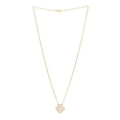 Van Cleef & Arpels 18K Yellow Gold Mother of Pearl Vintage Alhambra Pendant Necklace 3 of 5