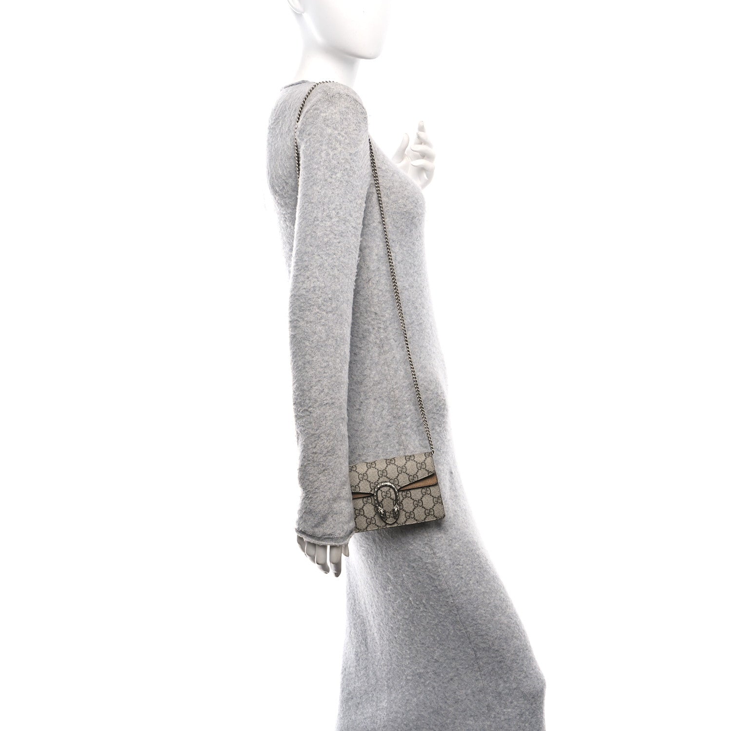 Gucci GG Supreme Monogram Super Mini Dionysus Shoulder Bag Taupe 2 of 9
