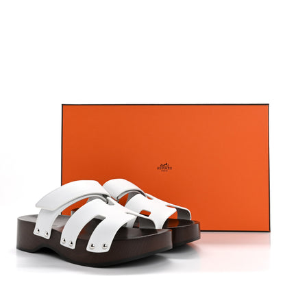 Hermes Calfskin Womens Kos Clog 35 White 10 of 10