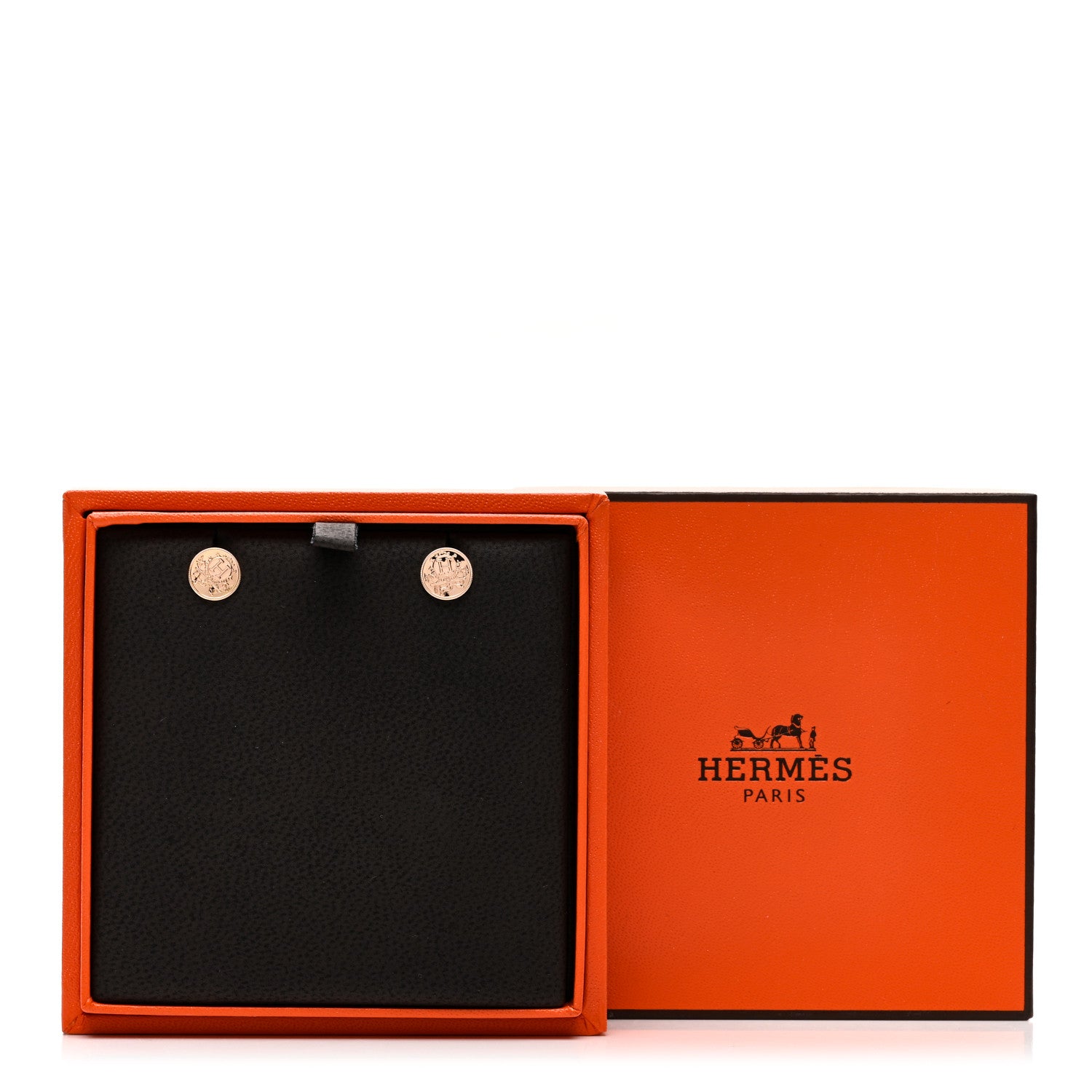 Hermes 18K Rose Gold TPM Ex-Libris Stud Earrings 5 of 5