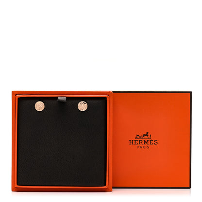 Hermes 18K Rose Gold TPM Ex-Libris Stud Earrings 5 of 5