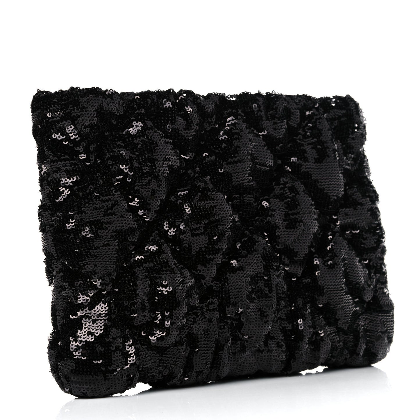 Sequins Quilted Large Chanel 19 Pouch Black