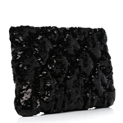 Chanel Sequins Quilted Large Chanel 19 Pouch Black 3 of 11