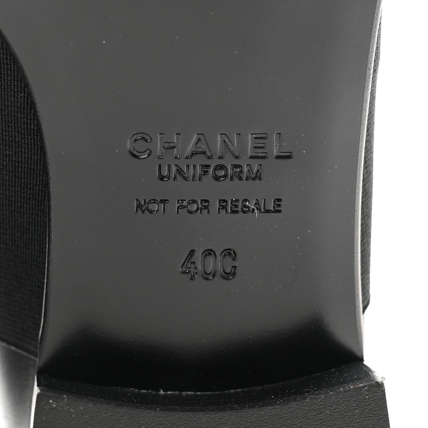 Chanel Calfskin Elastic Lace Up Cap Toe CC Loafers 40 Black 8 of 8