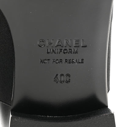 Chanel Calfskin Elastic Lace Up Cap Toe CC Loafers 40 Black 8 of 8