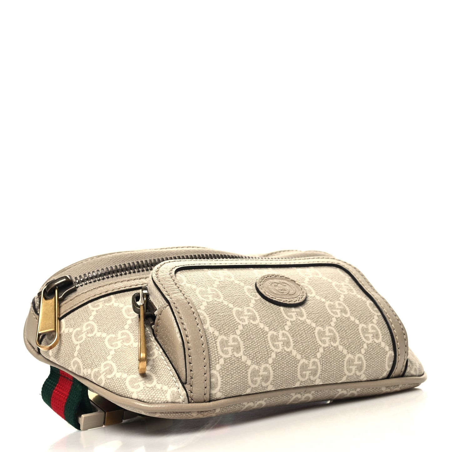 GG Supreme Monogram Textured Calfskin Web Retro Interlocking G Belt Bag Beige Mystic White Oatmeal