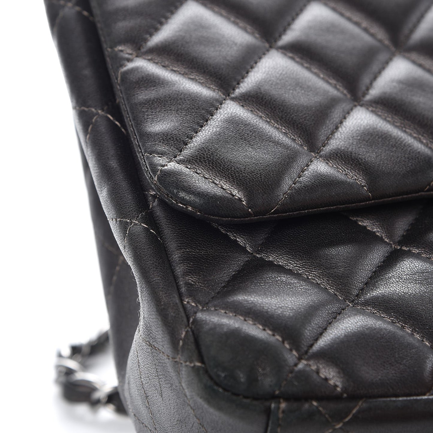 Lambskin Quilted Maxi Single Flap Grey