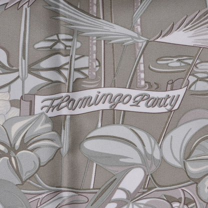 Hermes Silk Flamingo Party Scarf 90 Vert Argile Mastic Mauve 4 of 6