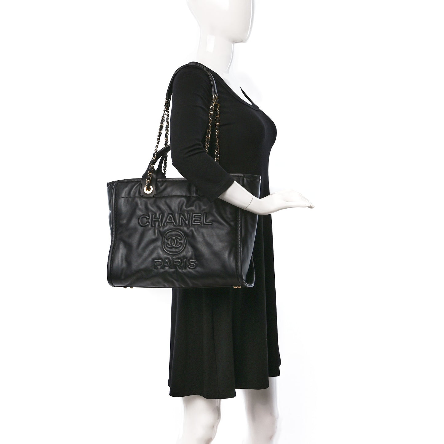 Calfskin Small Deauville Tote Black